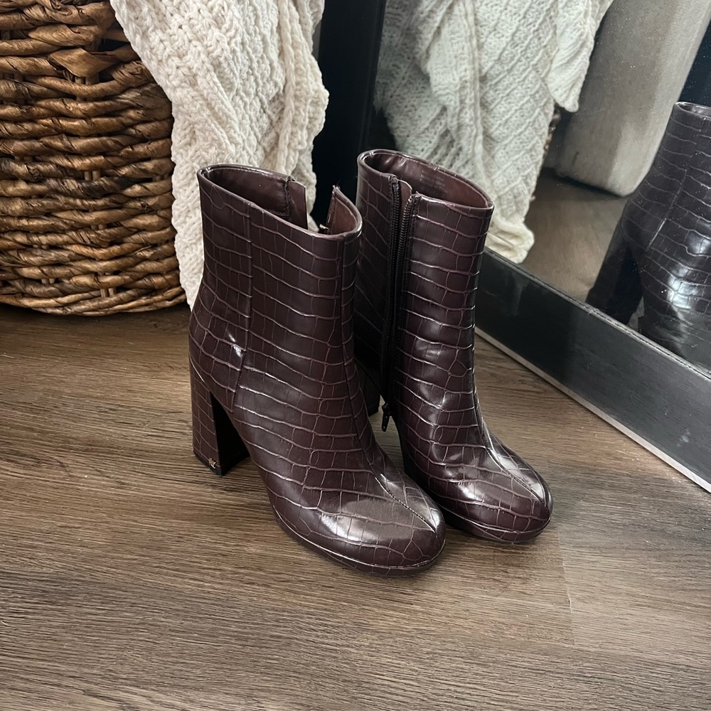 Purple heel booties